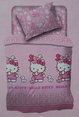 סט מצעים מיטה וחצי לילדים 100% כותנה סאטן HELLO KITTY