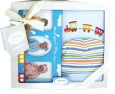 מארז מתנה לתינוק 3 פריטים מסגרת כחול