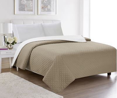שמיכת קיץ זוגית QUILT חום לבן