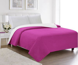 שמיכת קיץ זוגית QUILT פוקסיה לבן