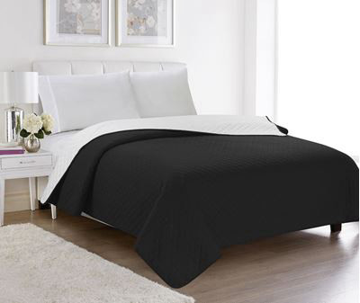 שמיכת קיץ יחיד QUILT שחור לבן