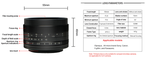 7Artisans 50mm F1.8 EF-M-Mount