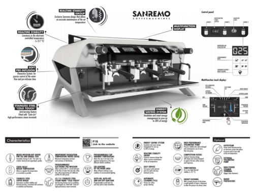 מכונת קפה מקצועית Sanremo - F18 שחור 