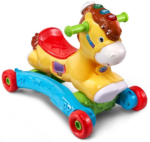 נדנדת סוס פוני הופכת לבימבה מנגנת ומאירה עם חיישן תנועה - צהוב