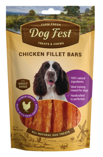 דוג פסט רצועות פילה עוף 90 גר' dog fest לכלבים