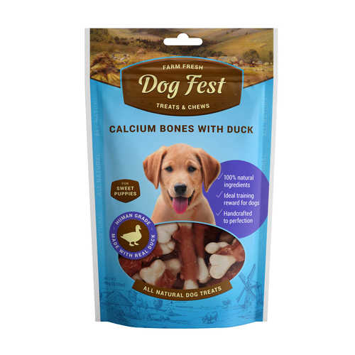 דוג פסט גורים עצמות סידן עם ברווז 90 גר' dog fest