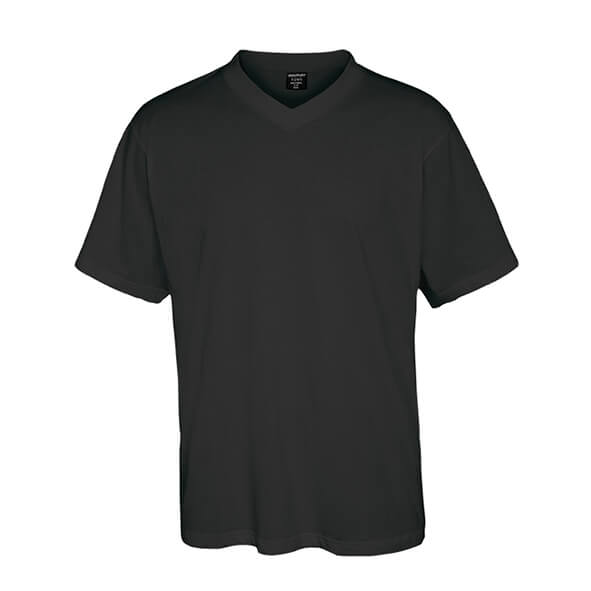 חולצת T-Shirt שרוול קצר צווארון v בצבע שחור