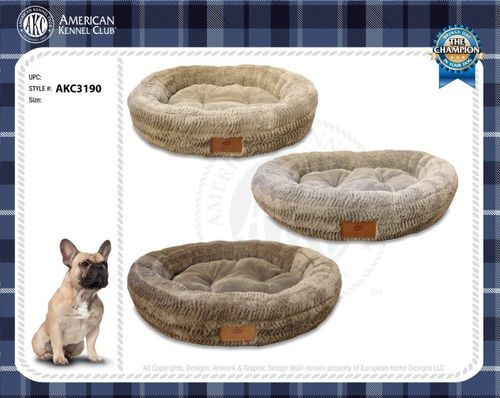 AKC מיטה עגולה פרוותית לכלב קוטר 65 מיטה חמימה ונעימה לשינה