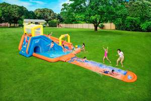 פארק מים מתנפח ענק לבית עם 2 מגלשות וקיר טיפוס BESTWAY SPLASHTONA RACEWAY 53351
