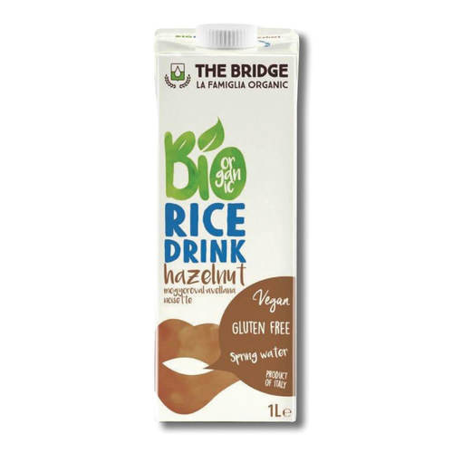 משקה אורז אורגני - אגוזי לוז 1 ליטר דה ברידג' Organic Rice Drink Hazelnut 1L The Bridge