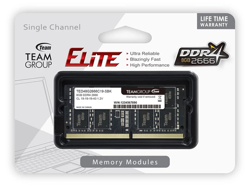 זיכרון למחשב נייד TEAMGROUP Elite DDR4 8GB Single 2666MHz (PC4-21300) טים גרופ
