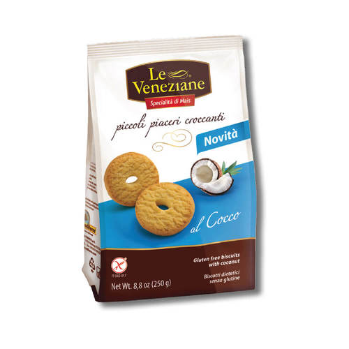 ביסקוויט מקמח תירס בטעם קוקוס 250 גרם לה ונציאן Coconut Cookies from Corn Starch 250 gr Le Veneziane