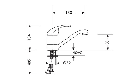 ברז פרח פיה בינונית מסתובבת 900142 סדרת רותם כרום חמת