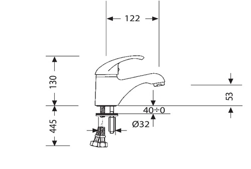 ברז פרח פיה קצרה קבועה 900141 סדרת רותם כרום חמת