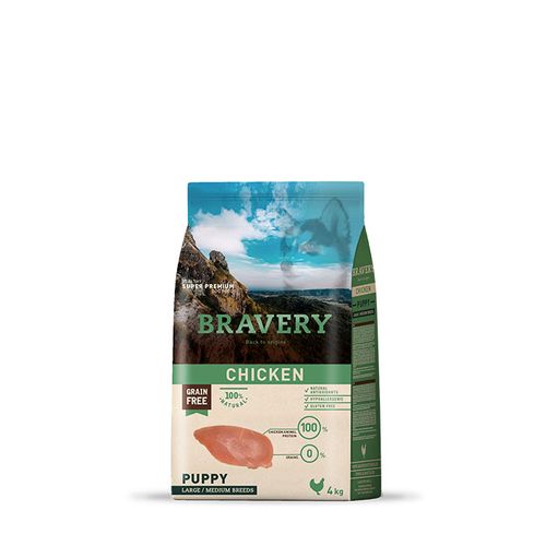 Bravery מזון לגורים עוף ללא דגנים 12 ק״ג מזון איכותי לגורים