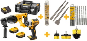 סט 18V מקצועי פטישון + אימפקט סוללות 4AH כולל מגוון אביזרים!