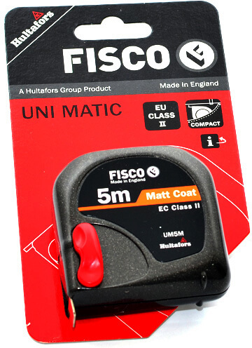 מטר מקצועי  סרט מידה 5 מטר FISCO תוצרת אנגליה
