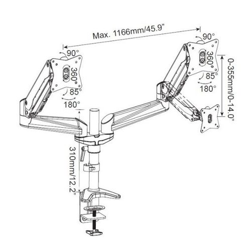 זרוע  לשני מסכי מחשב    Dual Gas Spring Monitor Mount Arm