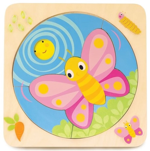 4 פאזלי עץ באחד בפאזל רב שכבתי מרהיב - חיי הפרפר