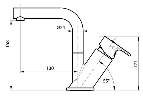 ברז ברבור פיה מסתובבת 305142 סדרת גל (WAVE) כרום חמת