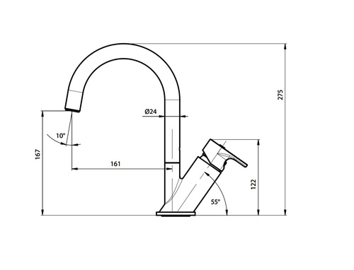 ברז ברבור פיה עגולה מסתובבת 305120 סדרת גל (WAVE) כרום חמת