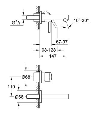 ברז קיר לכיור רחצה סדרת קונצ'טו   19575001 GROHE