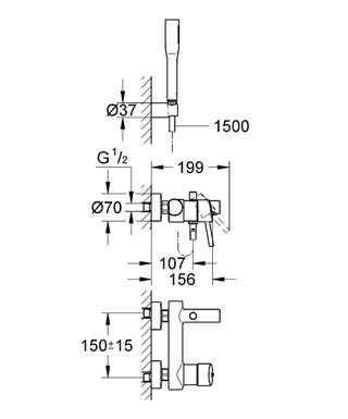 סוללה חיצונית לאמבט קומפלט  GROHE 32212001 מסדרת קונצ'טו
