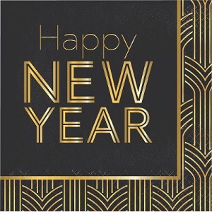 מפיות 33*33 New Year שחור זהב 16 יח'