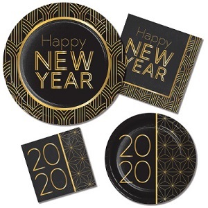 מפיות 33*33 New Year שחור זהב 16 יח'