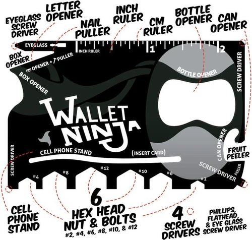 18 כלים בכלי 1 לארנק! ®Wallet Ninja המקורי
