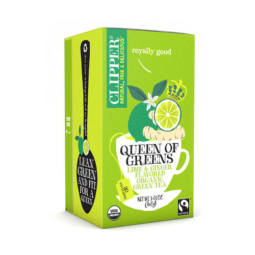 תה ירוק עם ליים וג'ינג'ר 40 גרם קליפר Queen of Greens Herbal Tea 40 gr Clipper