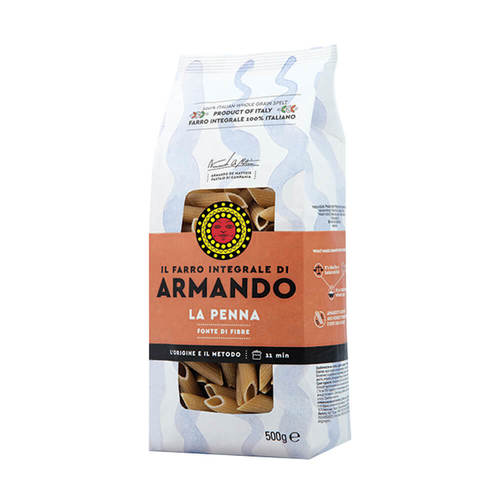 פסטה פנה מקמח כוסמין מלא 500 גרם ארמנדו Spelt Flour Penne Pasta 500 gr Armando