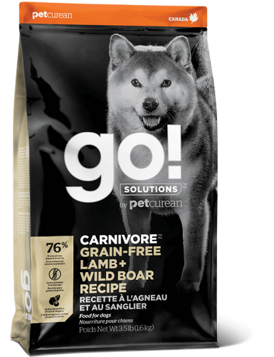 מזון ללא דגנים GO Carnivore כבש חזיר בר וסלמון לכלב בוגר 9.98 ק״ג מזון עשיר בחלבון