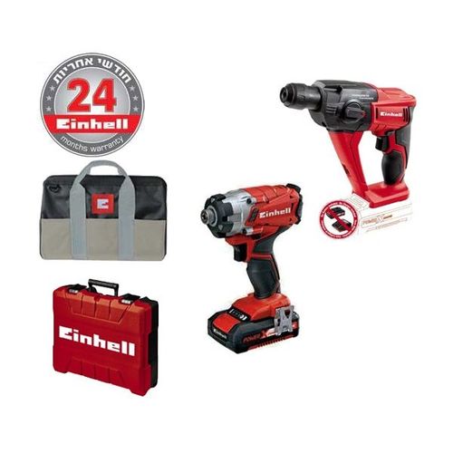 סט מברגת אימפקט + פטישון 18V + שתי סוללות 2.0AH/4.0AH