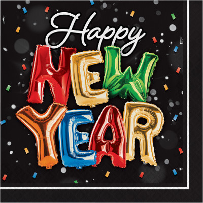 מפיות Happy New Year בלונים 33*33 ס