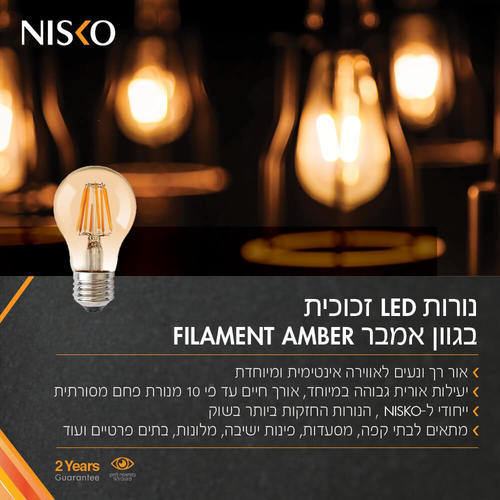 פחם קלאסי אמבר LED 8W E27 תאורת אווירה חמה