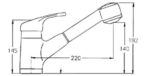 ברז מטבח 302861 פיה ארוכה מסתובבת מזלף נשלף כרום חמת