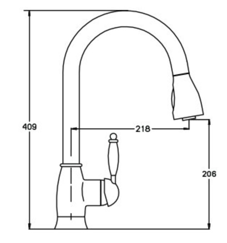ברז מטבח נשלף וינטאג' קלאסי מיקס PULL DOWN 304667 כרום חמת