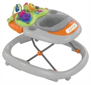 הליכון לתינוק עם פעלולון אלקטרוני ווקי טוקי - Walky Talky אפור/אפור כהה