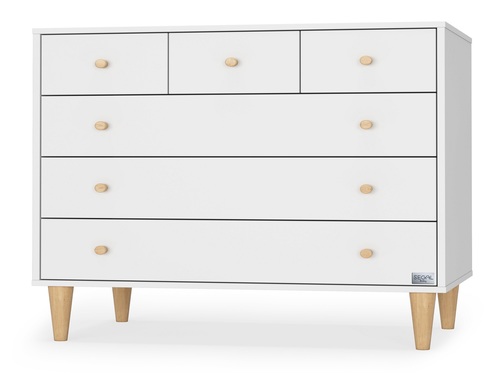 שידת החתלה רחבה לתינוק גבע בשילוב צבע עץ טבעי עשויה MDF בציפוי מלמין - לבן