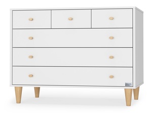 שידת החתלה רחבה לתינוק גבע בשילוב צבע עץ טבעי עשויה MDF בציפוי מלמין - לבן