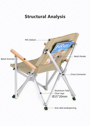 כסא מתקפל לים ולקמפינג אלומיניום חזק NATUREHUKE Backrest Camping Chair