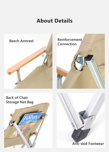 כסא מתקפל לים ולקמפינג אלומיניום חזק NATUREHUKE Backrest Camping Chair