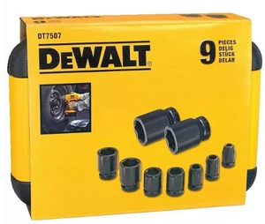 סט 9 חלקים בוקסות + מתאם בוקסה DEWALT מתאם בוקסה - "1/2 - "1/4