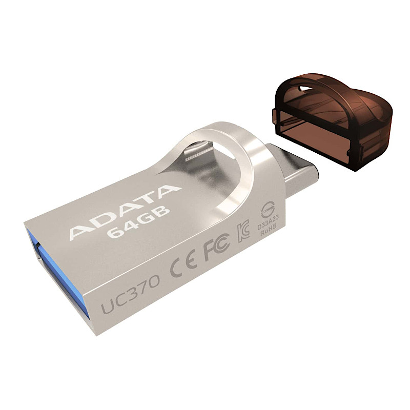 זיכרון נייד למחשב   ADATA UC370 - AUC370-64G-RGDADATA UC370 metallic USB-C + 3.1 Flash Drive