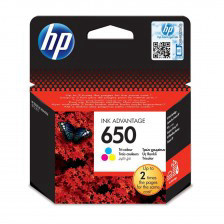 ראש דיו צבעוני ( אדום,כחול ,צהוב ) מקורי   HP 650 CZ102AE