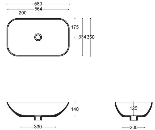 כיור מונח COVER קובר 35/58 לבן מבריק תוצרת איטליה