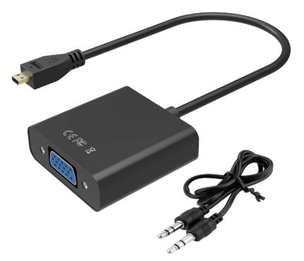 מתאם MICRO HDMI זכר לVGA נקבה + כבל אודיו