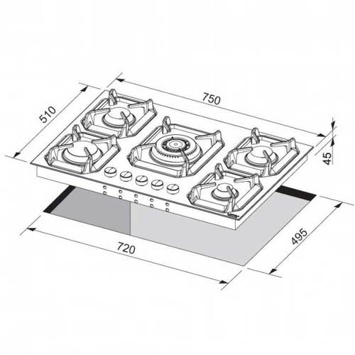 כיריים גז 75 ס
