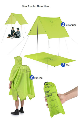 שיכמיה מעיל פונצו נגד גשם3:1 Poncho, Triple Canopy NATUREHIKE 